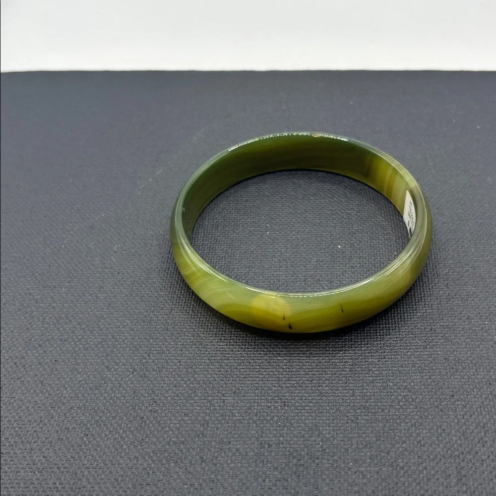 Glass Avocado Green Agate Bangle Bracelet Swirl design boho vintage style NWT